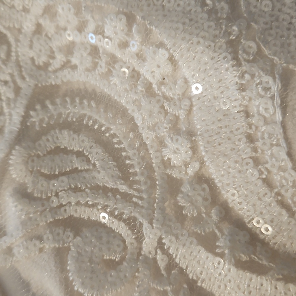 Ralph Lauren Evening White sleeveless lined sequin mixed texture dress Sz.4 - Picture 2 of 11
